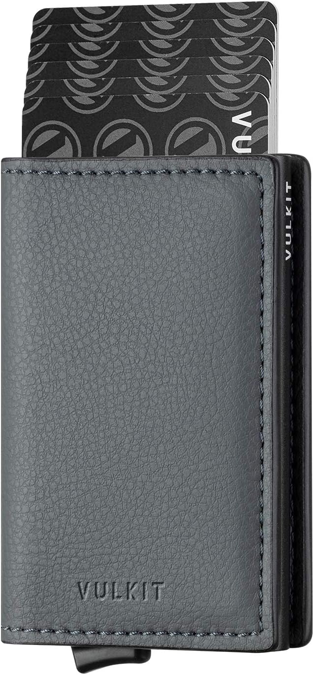 VULKIT Credit Card Holder RFID Blocking Leather Automatic Pop Up Wallet Aluminum Pocket Business Card Case - Image 10
