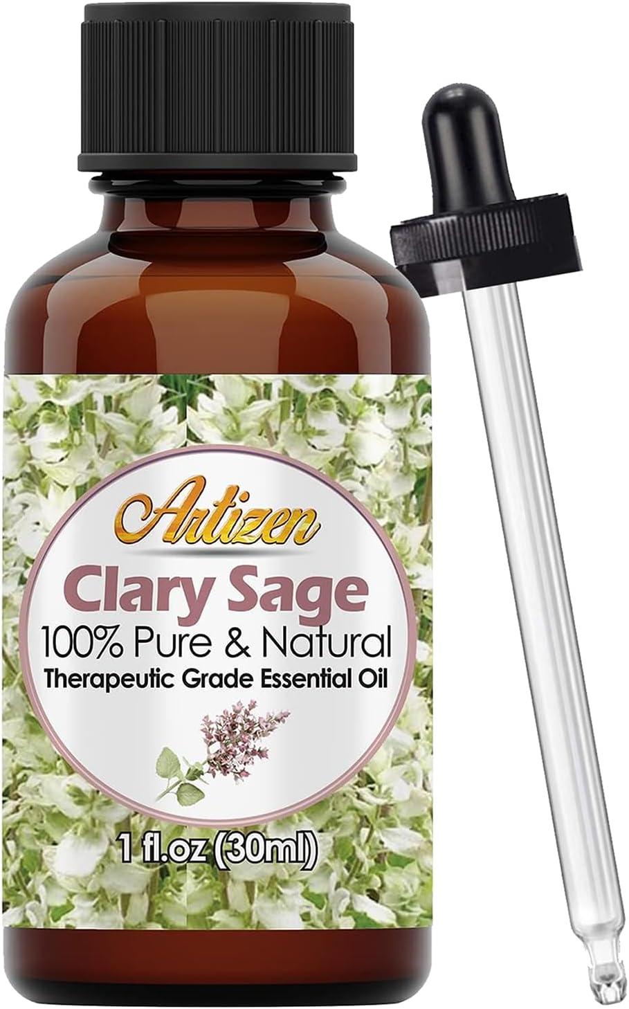 Artizen clary sage essential oil front view bottle