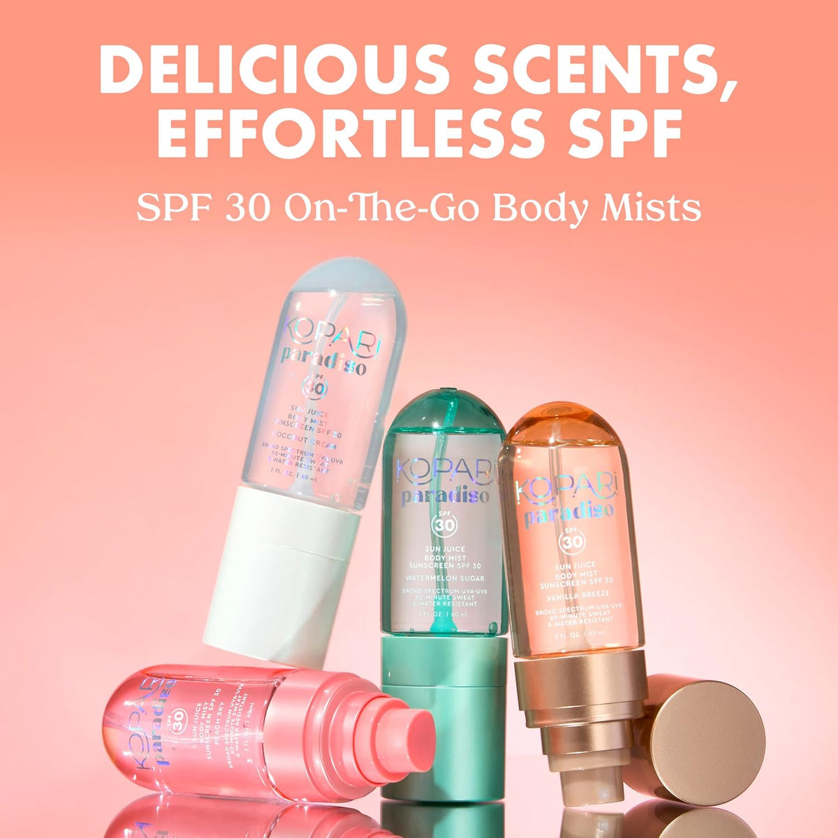 Kopari Paradiso Sun Juice SPF 30 clear sunscreen mist bottle close up