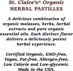St. Claire's Organics Ginger Lozenges back label displaying allergen-free ingredient details