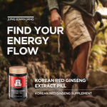 Side angle of Jung Kwan Jang 5.93 ounce bottle detailing the six year old red panax ginseng root formula