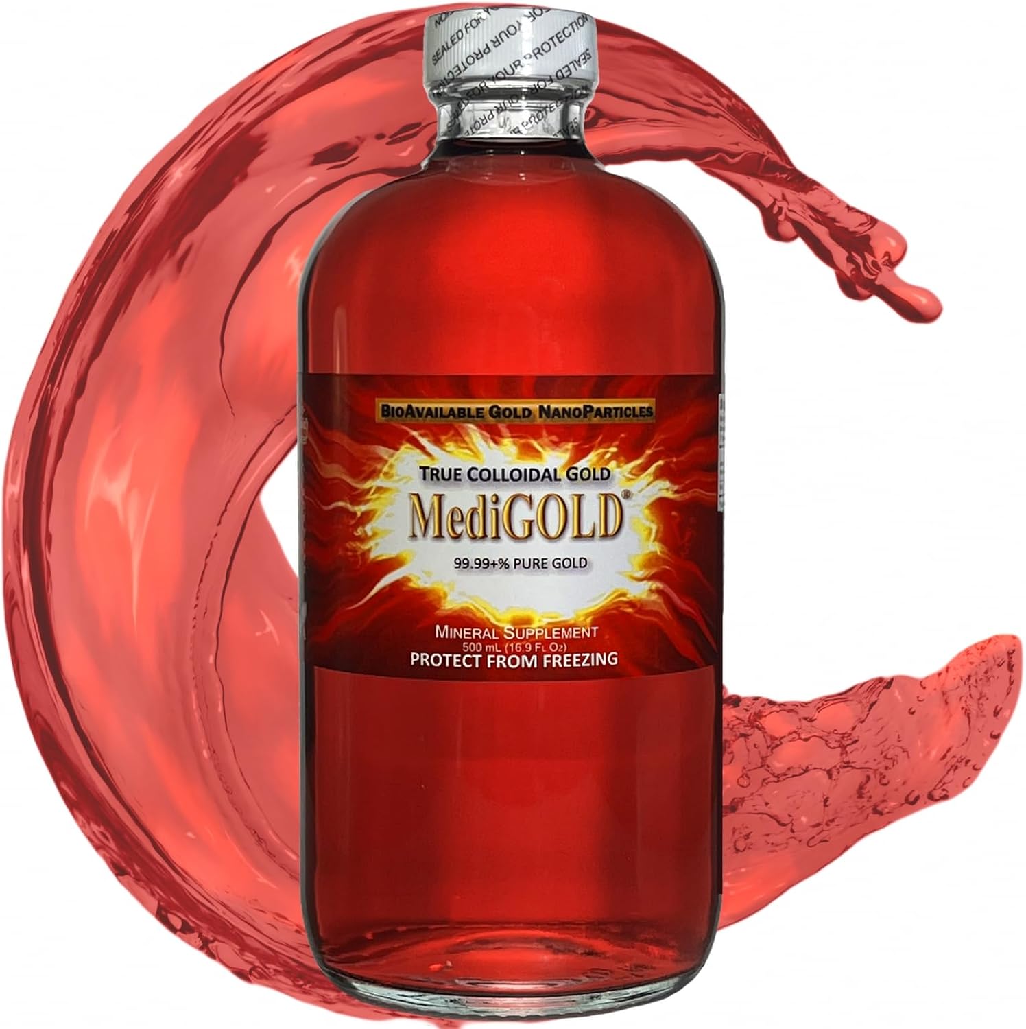 MediGOLD True Colloidal Gold Dietary Supplement Front View Bottle