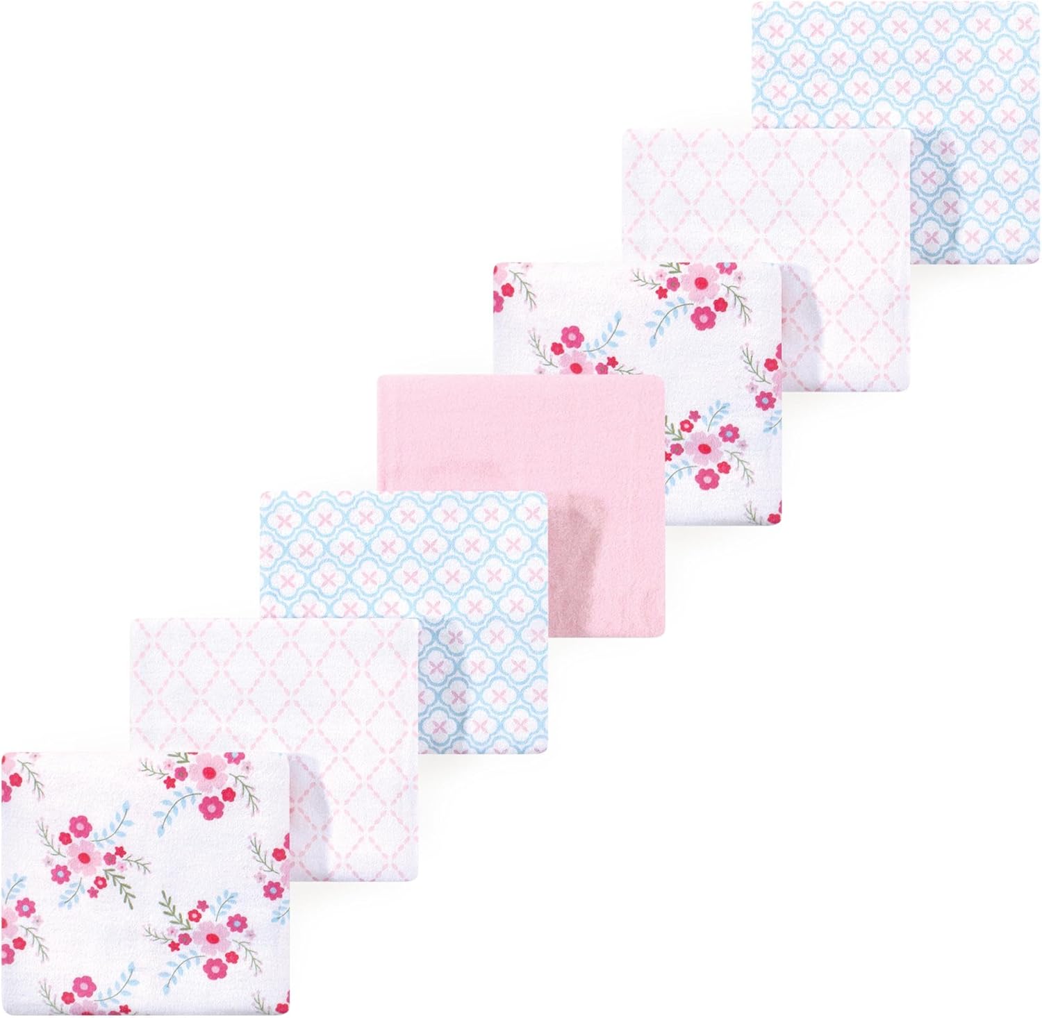 Luvable Friends Little Treasure Flannel Receiving Blankets 7pk front view showing patterns