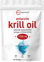 Micro Ingredients Antarctic Krill Oil 150 Softgels front product view