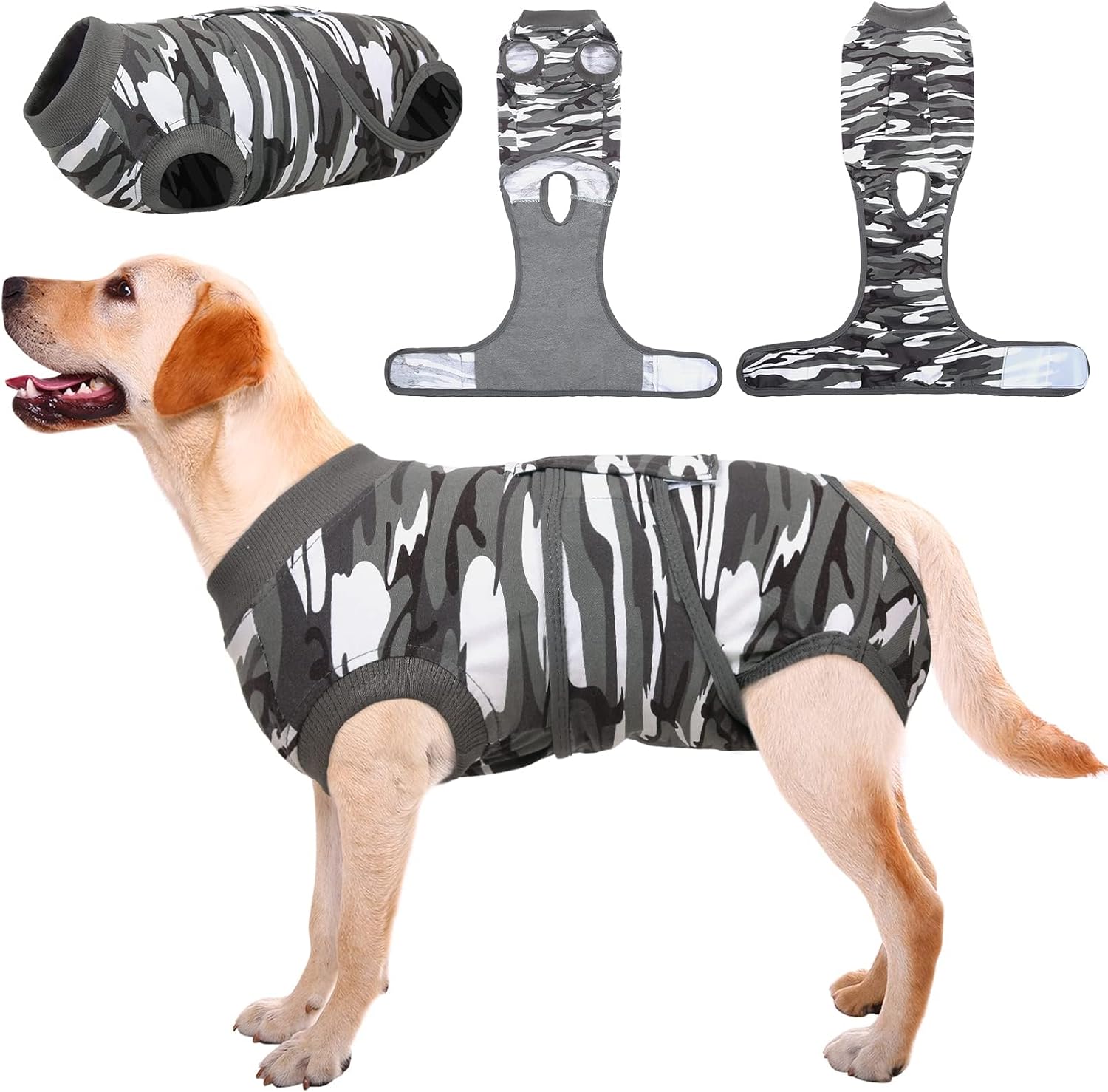 Kuoser pet recovery suit front view high quality dog surgical onesie
