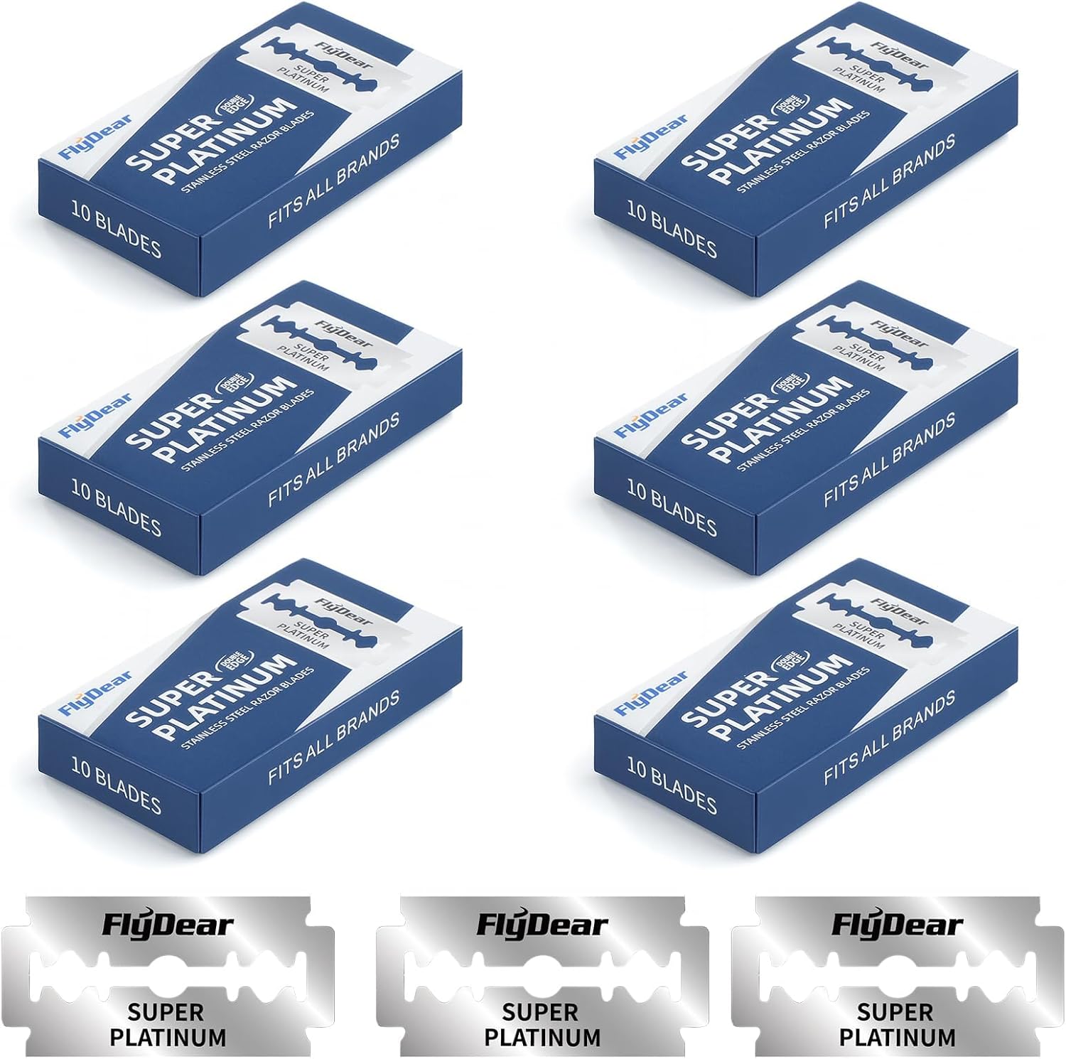 Shaving Revolution 60 pieces platinum stainless steel razor blades box front view