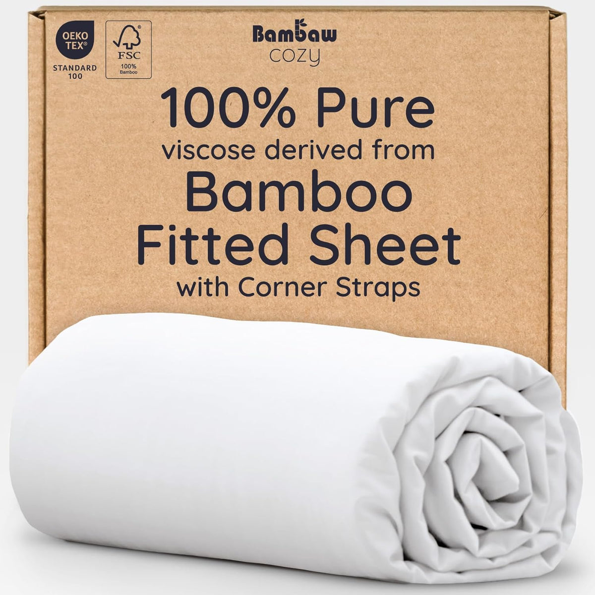 Bambaw King Size White Fitted Sheet front view