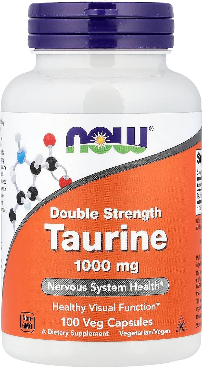 Now Foods Taurine 1000 mg 100 capsules front view bottle supplement container