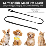 HIHANHAN black dog leash showing the integrated thick metal D ring for attaching training accessories and poop bag holders.
