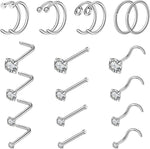 16pcs 20g Stainless Steel Nose Stud for Women 20g Nose Ring Surgical Steel for Men Body Piercing Jewelry - Image 15