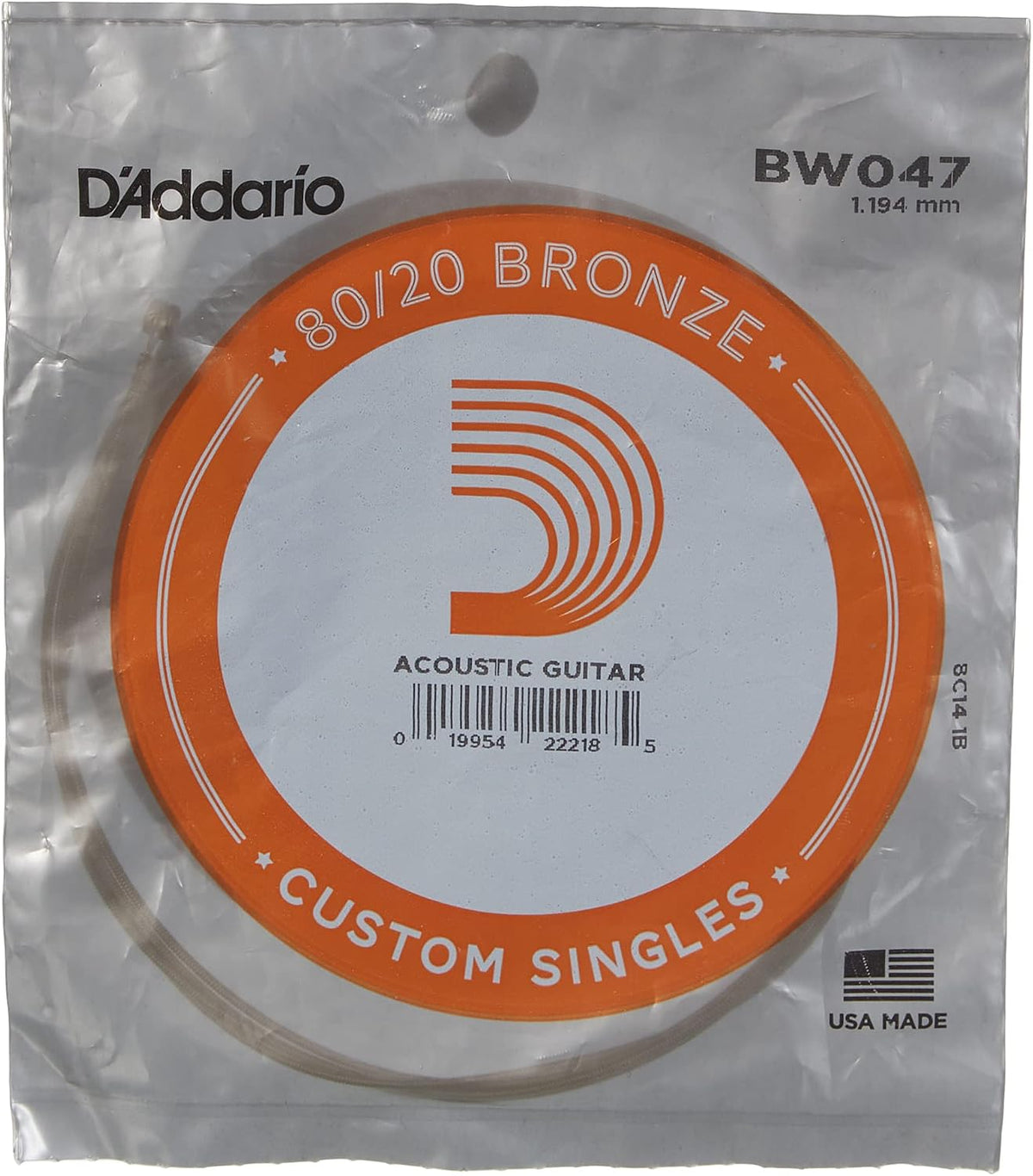 D'Addario BW052 Bronze Wound Acoustic Guitar Single String, .052 - Image 9