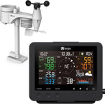 Logia 17-in-1 weather station front view showing color display console