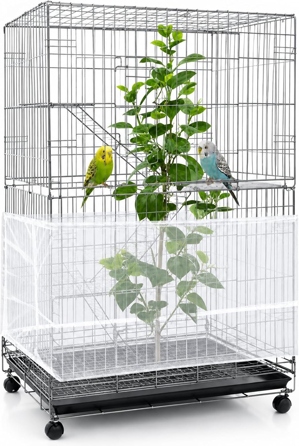 Shappy Bird Cage Net Cover Seed Catcher, 118 x 15 Inch/ 300 x 37 cm, Yellow - Image 9