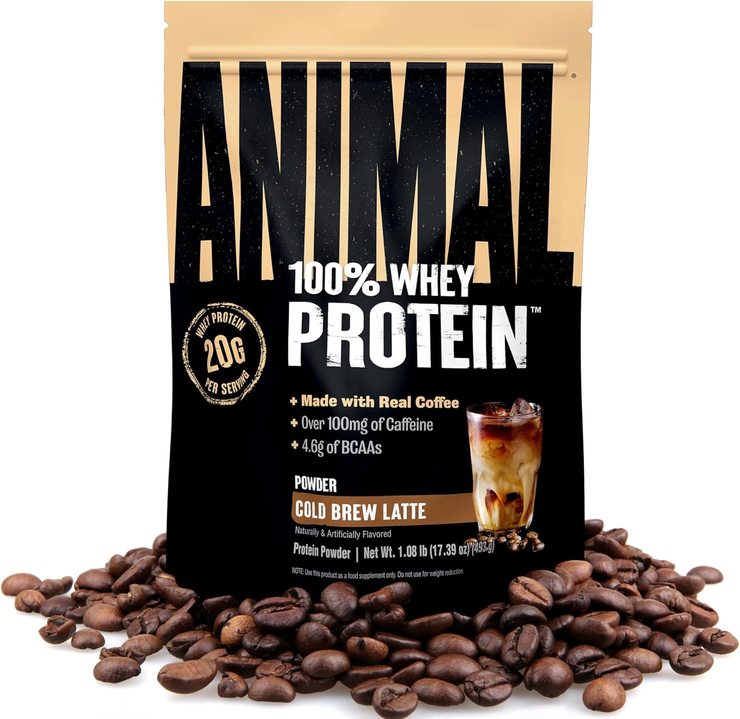 Animal 100 Percent Whey Protein Powder Cold Brew Latte front packaging view