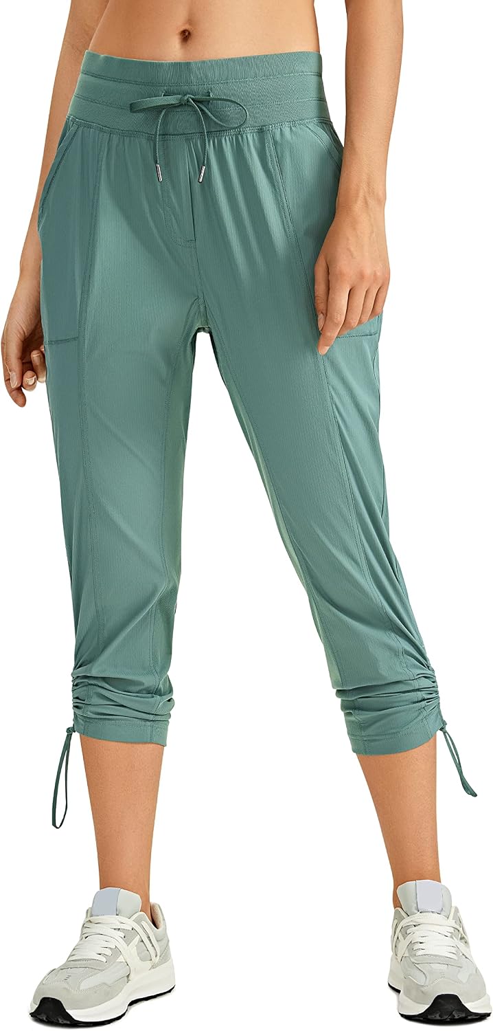 CRZ YOGA Ease Line Casual 7/8 Pants 25" | Lightweight, Workout, Ruched Design, Hem Drawcords, Pockets, for Women - Image 14