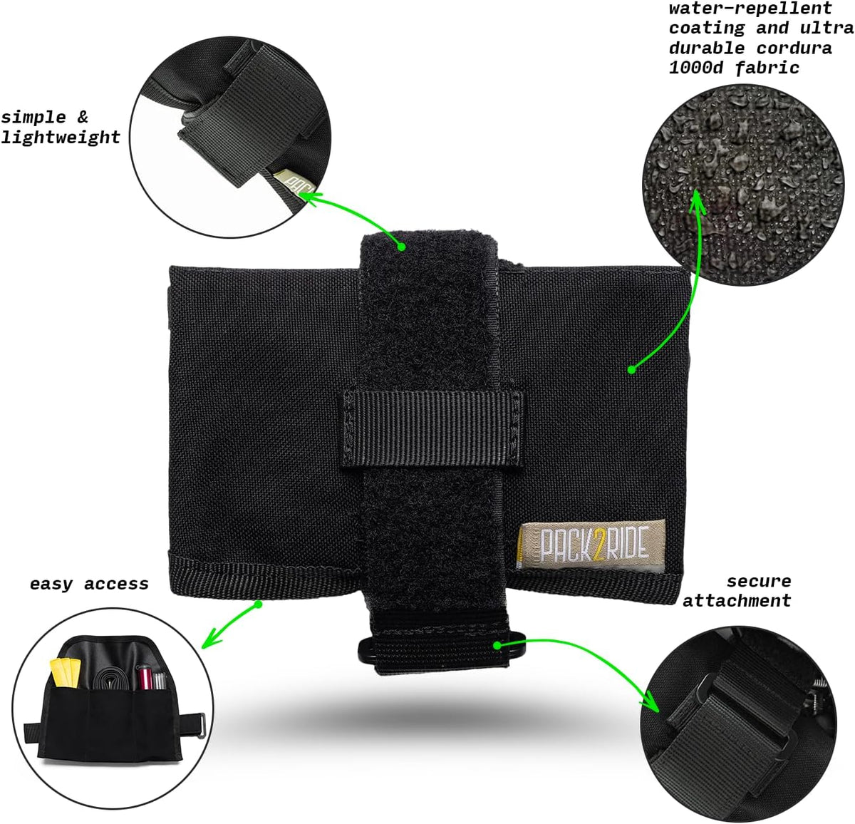 PACK2RIDE Blossom Roll Bike Saddle Bag unfolded storage layout