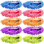 Tamicy mop slippers shoes front view showing five pairs of multi-color microfiber cleaning foot socks.