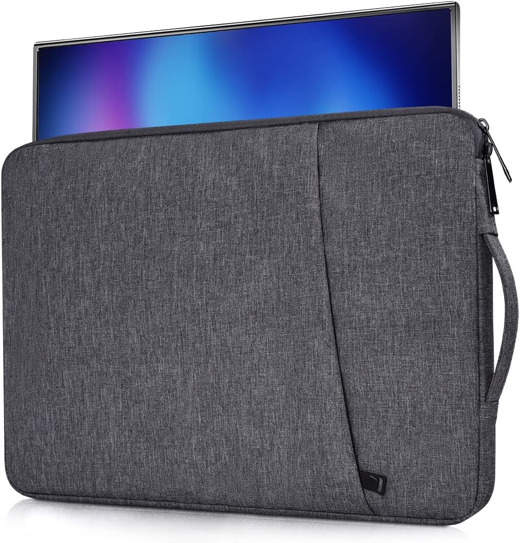 CaseDeer 16.1 Inch Portable Monitor Case in space grey front view showcasing water resistant canvas exterior.