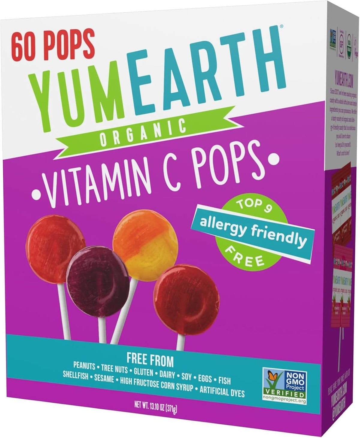 YumEarth Organic Pops Variety Pack, 60 Fruit Flavored Favorites Lollipops, Allergy Friendly, Gluten Free, Non-GMO, Vegan, No Artificial Dyes - Image 11