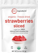 Micro Ingredients organic freeze-dried strawberries front view packaging