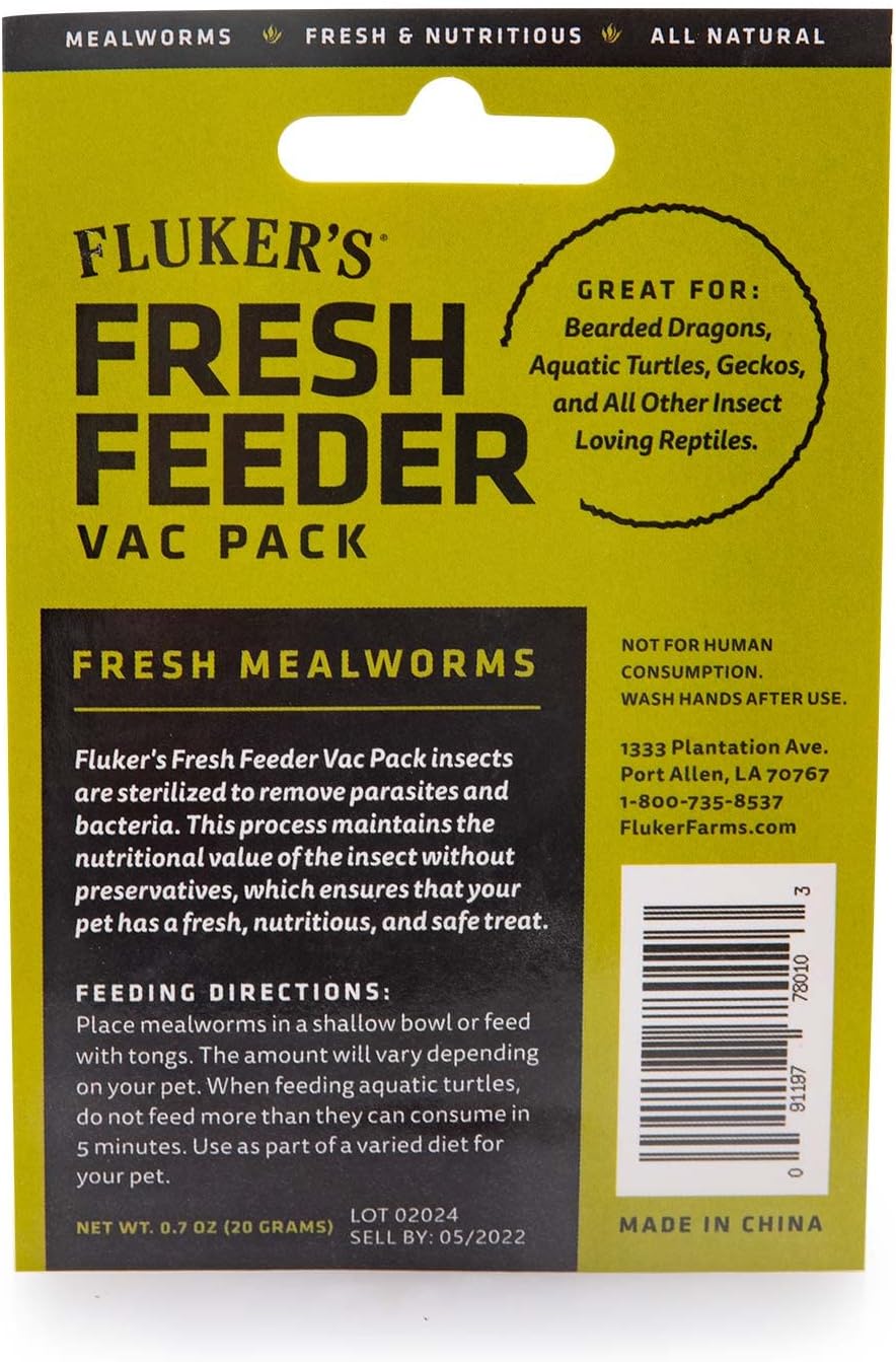 Fluker's imported USA premium insect variety mix food package layout.