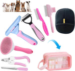 Aglads 8PCS Cat Rabbit Bunny Dog Grooming Kit,Self-Cleaning Brush,Nail Clipper,Grooming Glove,Massage Brush,Flea Comb,Towel&Travel Bag,Complete Grooming Tools for Long&Short Haired Pets(8, blue) - Image 10