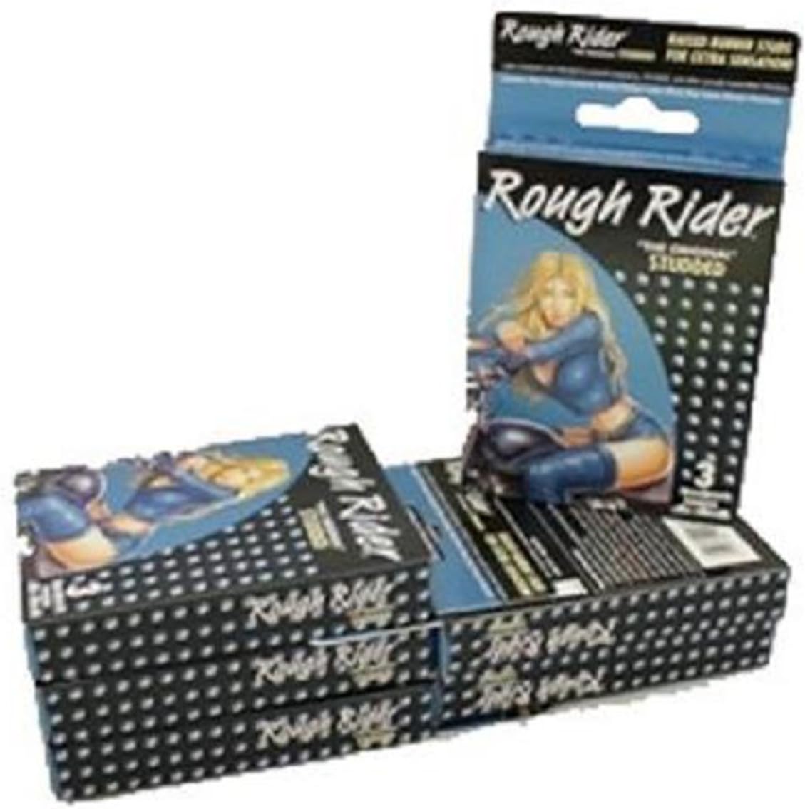 Contempo Rough Rider Studded Lubricated Condoms 6 Count front retail packaging view.