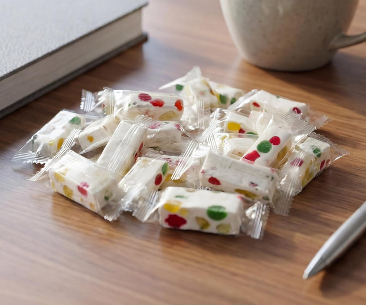 Authentic Jube Nougat eight ounce bulk snack pack ingredients and packaging
