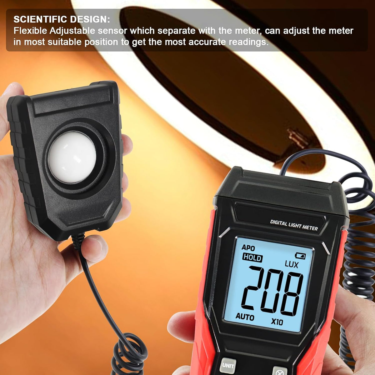 Danoplus handheld illuminance tester with rotating sensor