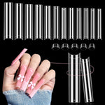 LIONVISON 3XL extra long square nail tips in a clear 504 piece organized storage box