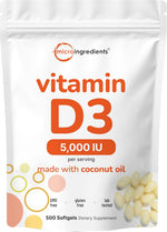 Micro Ingredients Vitamin D3 5,000 IU softgels pouch front view