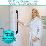 Vive Grab Bar for Showers - Bathroom Antislip Handrail for Seniors/Elderly | Assistance Product, Heavy Duty Shower Handles, Handicap Grab Bars, Stainless Steel, Multipurpose, 440 lbs (Black) - Image 9