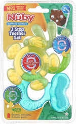 Nuby 3 step teether set front view boy