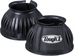 Red Medium size Tough 1 double lock protective bell boots for horses.