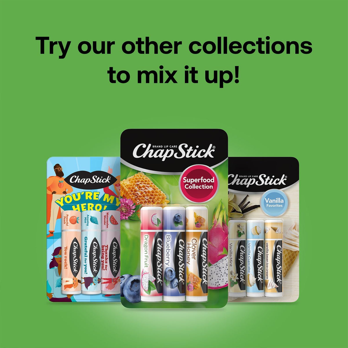 ChapStick Superfood Collection 3-pack complete set view