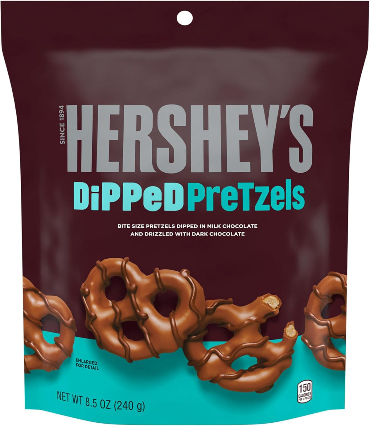 Hershey's dipped pretzels 8.5 ounce bag snack pouch