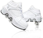 Deformation Roller Skates front view of white 2-in-1 roller skate shoes