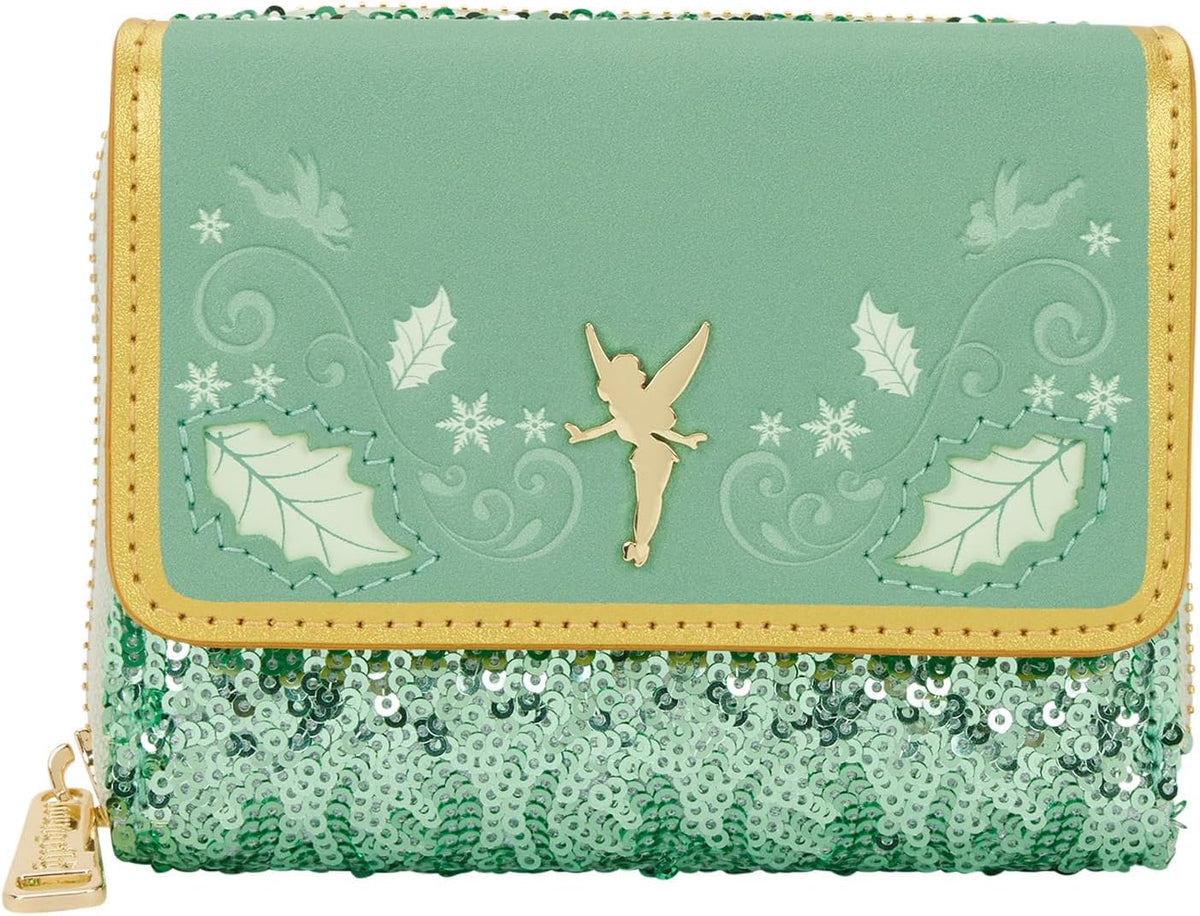 Loungefly Disney Princess Stained Glass Zip Around Wallet close up of 3D floral appliqués