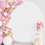 Wokceer round backdrop cover front view showing smooth white circle arch fabric setup