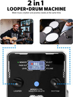 STRICH guitar looper pedal top panel displaying control knobs and mode settings