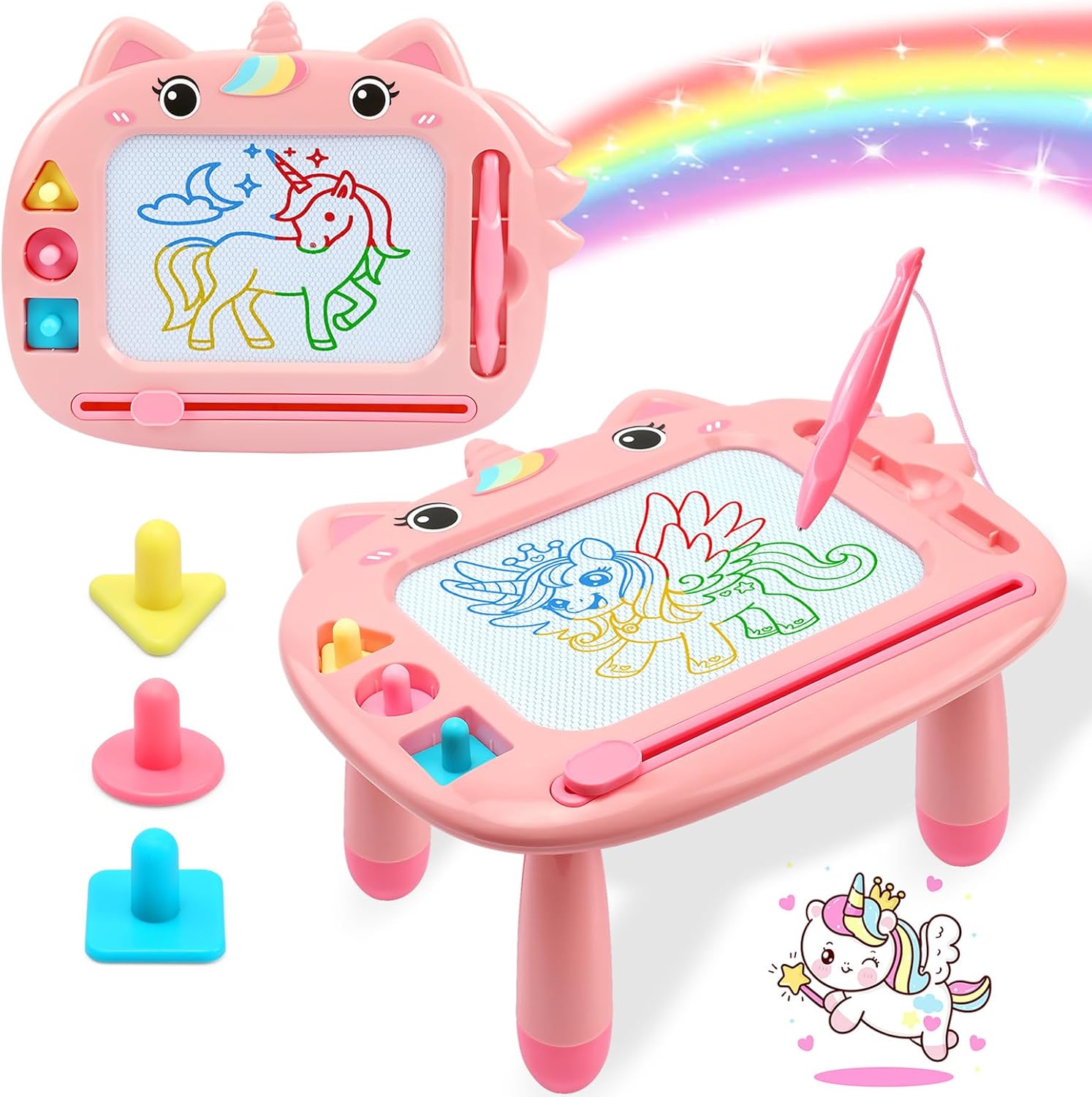 Merguez Unicorn Magnetic Drawing Board front view for toddlers