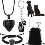 Three piece silver stainless steel pet loss sympathy keepsake jewelry collection