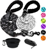 COOYOO 2 Pack Dog Leash 5 FT Heavy Duty - Comfortable Padded Handle - Reflective Dog Leash for Medium Large Dogs with Collapsible Pet Bowl - Image 13