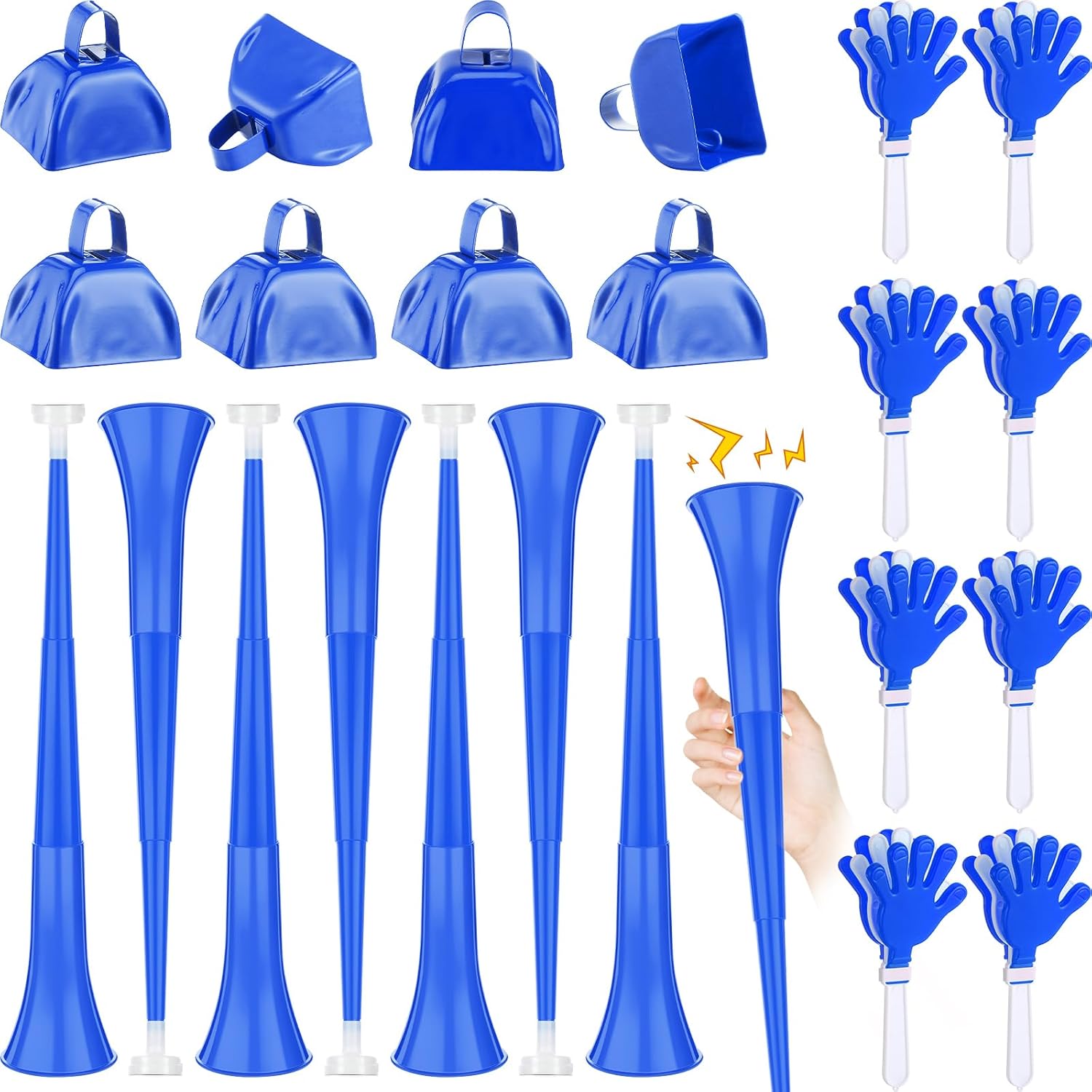 Jenaai 24 piece cheer team stadium horn and noisemaker set front view