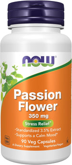 Now Foods passion flower capsules front view bottle with supplement facts