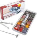 KAYCROWN stainless steel ice cube tray front view with lever handle