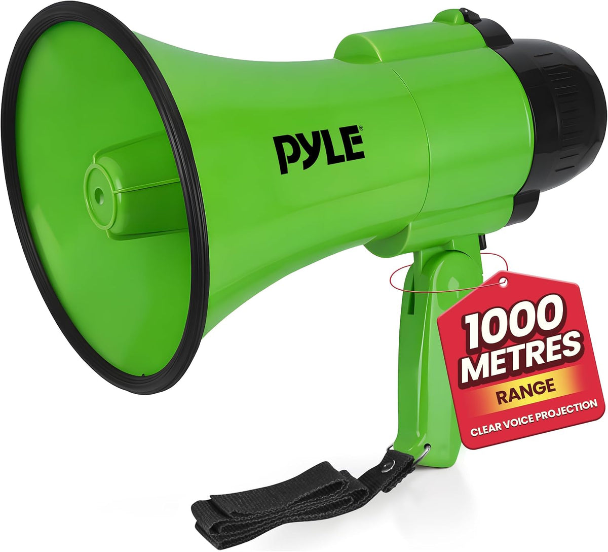 Pyle Portable Megaphone Speaker Siren Bullhorn - Compact, Battery Operated, 30W Power, Microphone, 2 Modes, PA Sound, 1200 Yards Range, Foldable Handle for Cheerleading and Police Use - (Silver) - Image 9