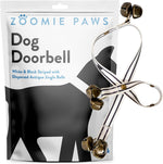 Zoomie Paws dog potty training bell with black and white strap
