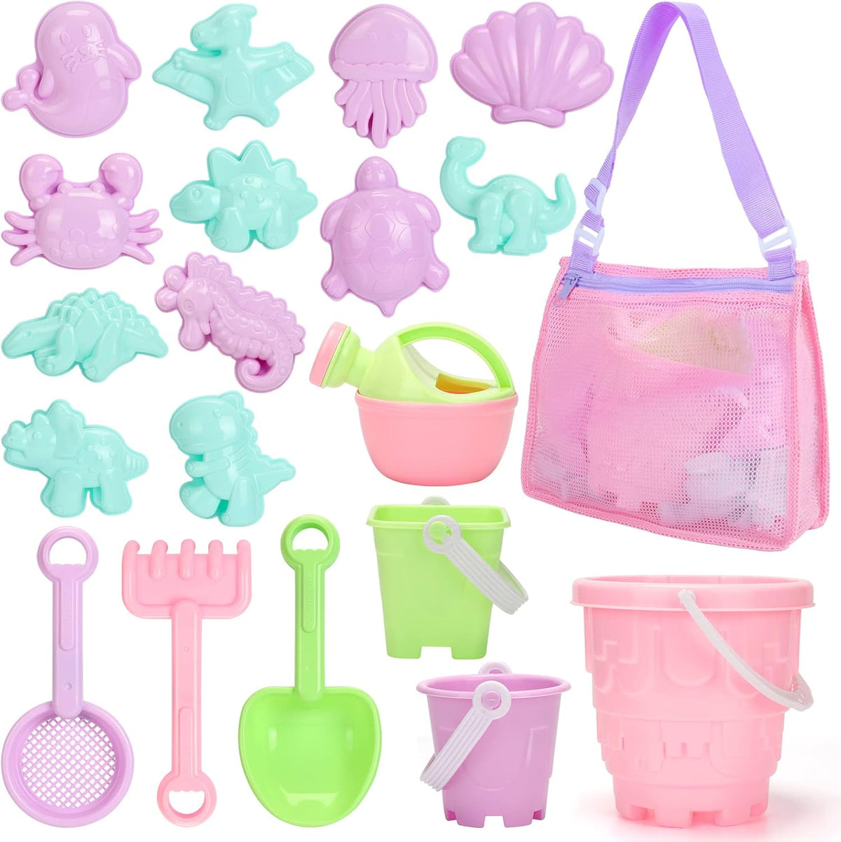 Tagitary 20 piece beach sand toy set with bucket and molds
