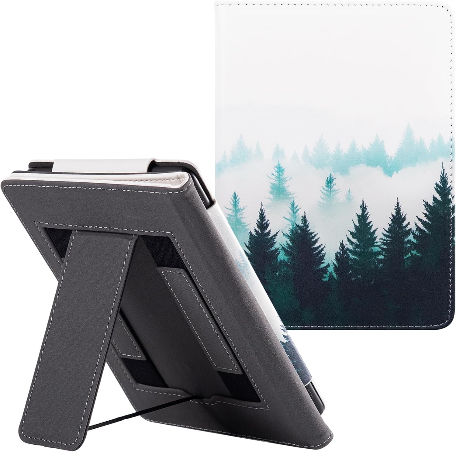 Bozhuorui Kindle Paperwhite stand case in forest design front view